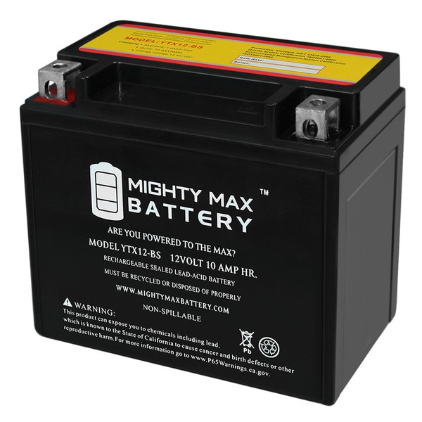 Mighty Max Battery YTX12-BS Battery Replaces Piaggio Vespa GTS Super Sport 300 10-15 YTX12-BS342
